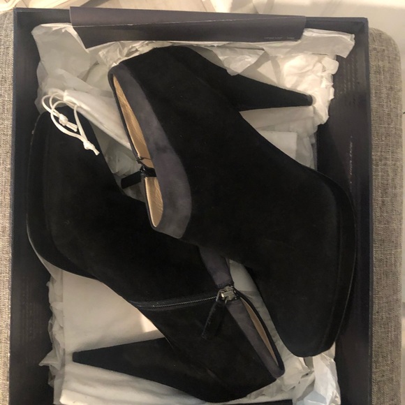 Prada Black Suede Platform Ankle Booties - Picture 2 of 7